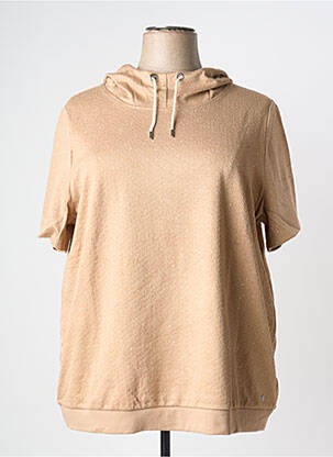 Sweat-shirt à capuche stretch manches courtes beige SHEEGO femme