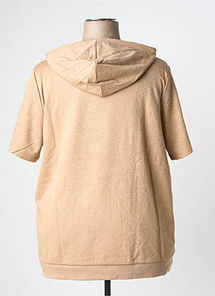 Sweat-shirt à capuche stretch manches courtes beige SHEEGO femme