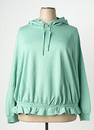 Sweat-shirt à capuche stretch manches longues vert SHEEGO femme