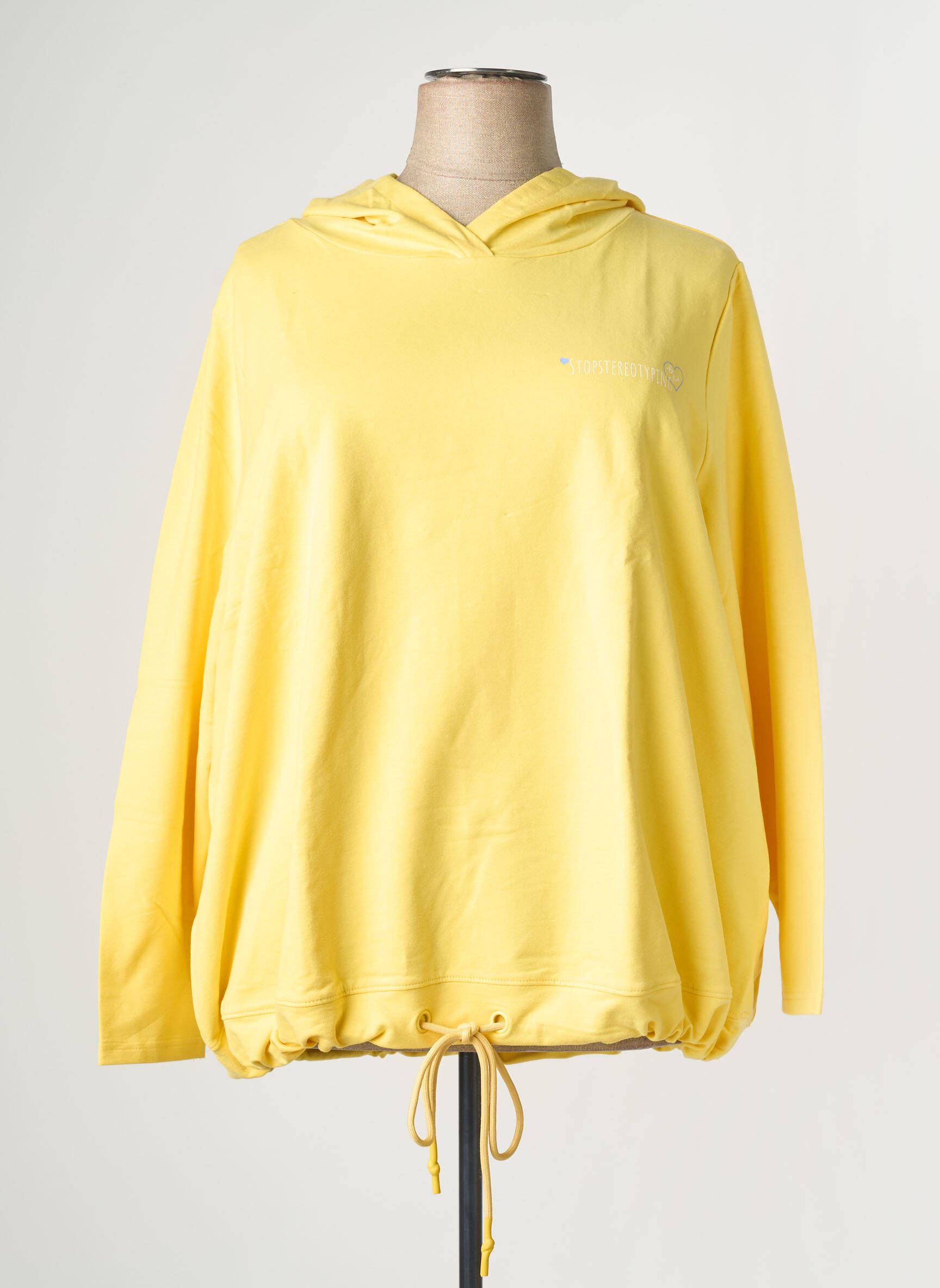 Sweat-shirt à capuche stretch manches longues jaune SHEEGO femme