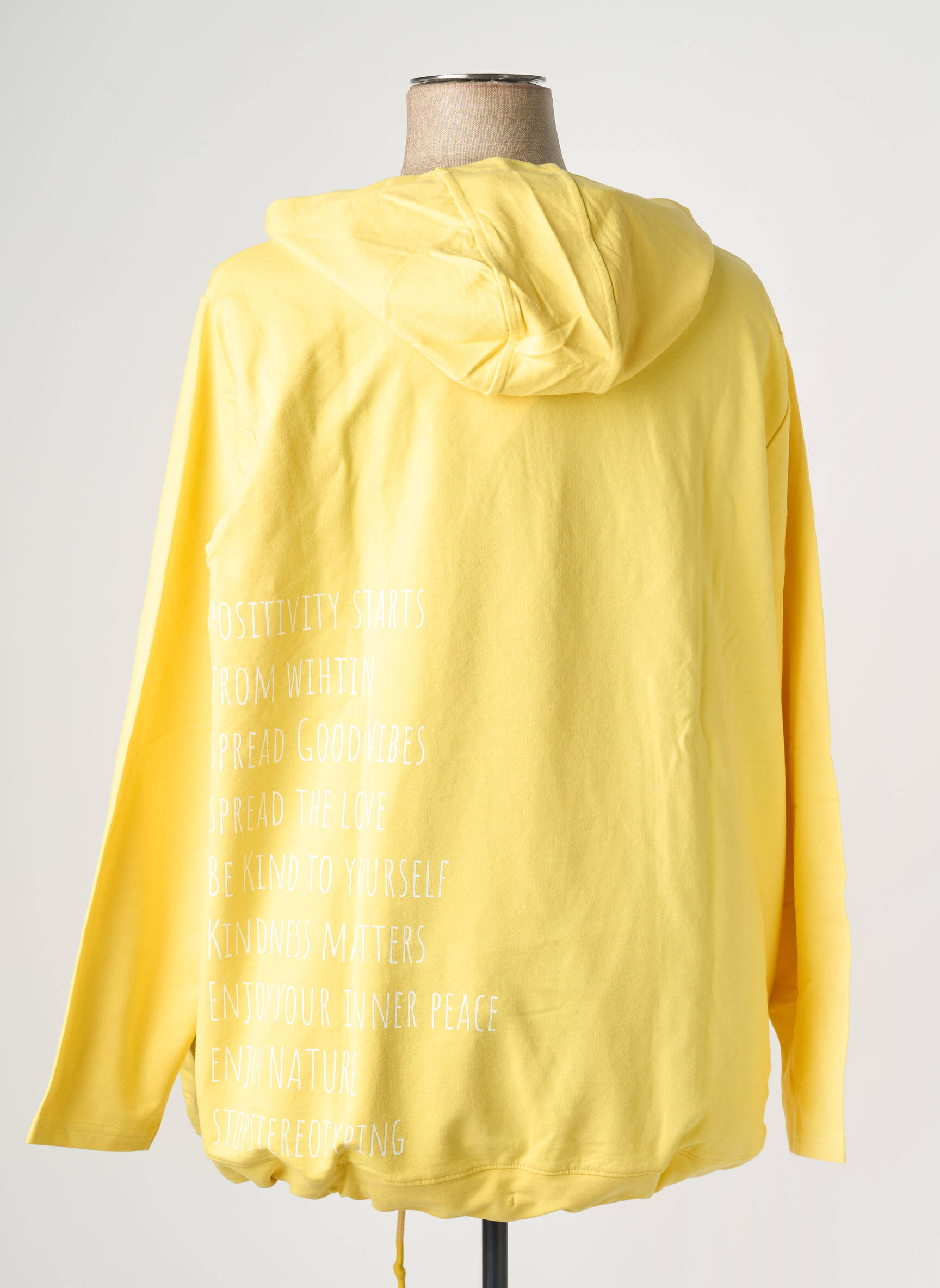 Sweat-shirt à capuche stretch manches longues jaune SHEEGO femme