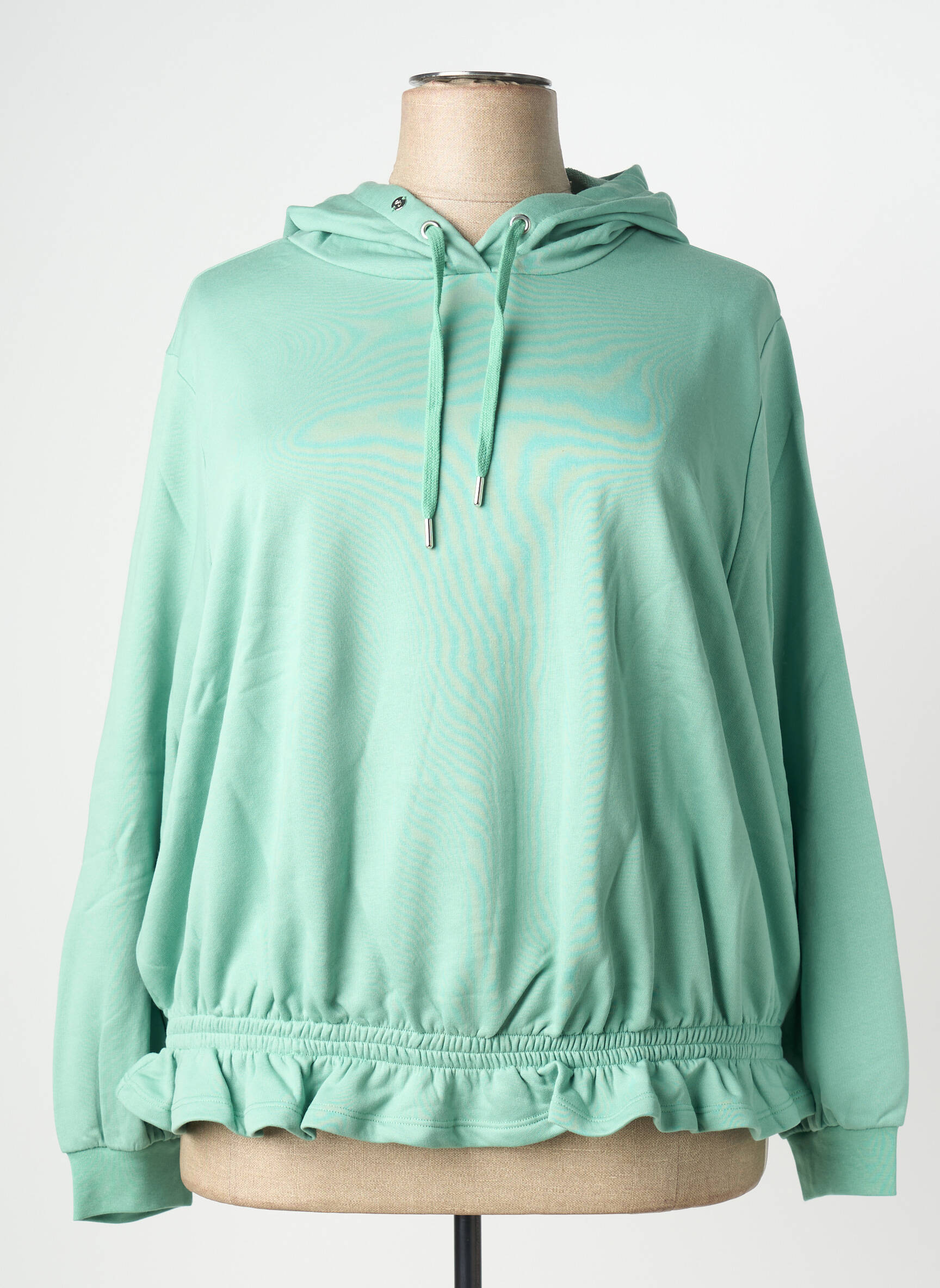 Sweat-shirt à capuche stretch manches longues vert SHEEGO femme