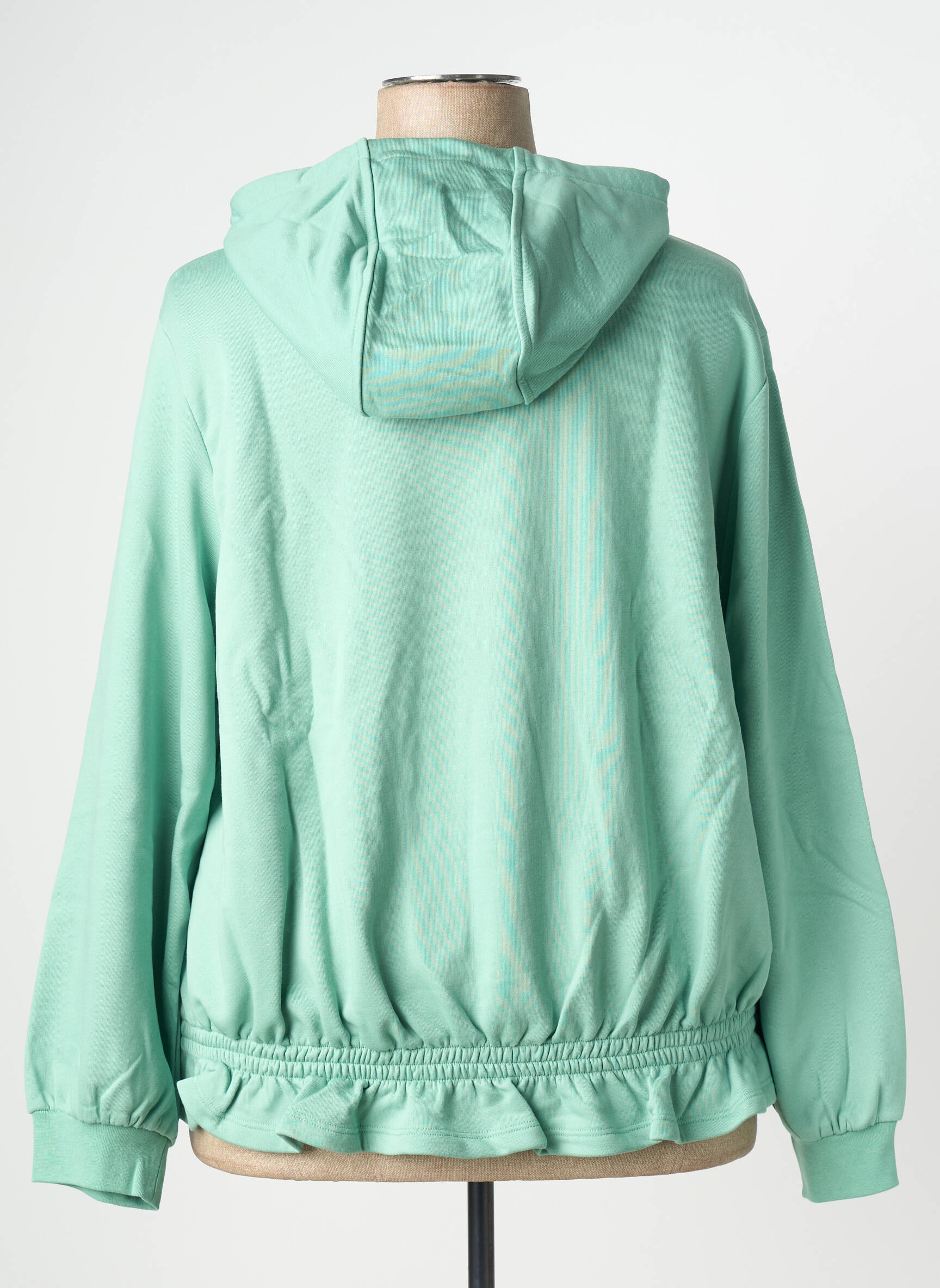 Sweat-shirt à capuche stretch manches longues vert SHEEGO femme