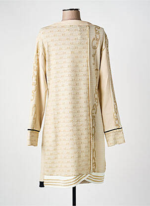 Robe mi-longue imprimé fantaisie manches longues beige ELISA CAVALETTI femme