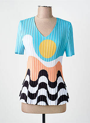 T-shirt imprimé fantaisie manches courtes bleu LEO & UGO femme