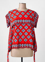 Blouse imprimé fantaisie manches longues rouge SANDRO femme