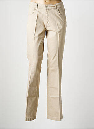 Pantalon droit fermeture zippée sous rabat boutonné beige PARAMITA femme