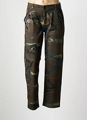 Pantalon droit taille à pinces vert EVA KAYAN femme
