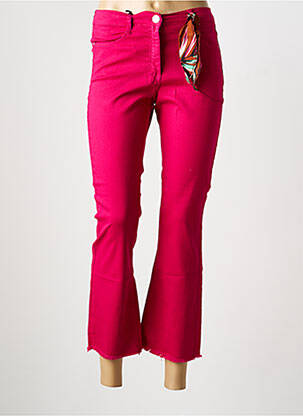 Pantalon 7/8 fermeture zippée sous rabat boutonné rose EAST DRIVE femme
