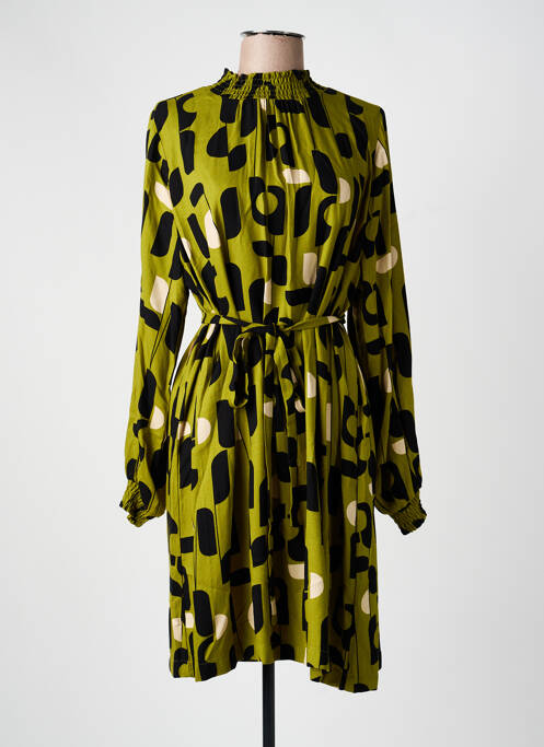 Robe mi-longue imprimé fantaisie manches longues vert MADEMOISELLE YEYE femme