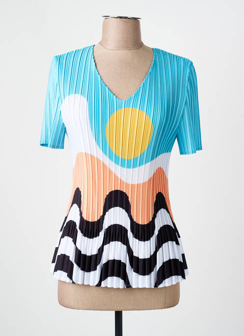 T-shirt imprimé fantaisie manches courtes bleu LEO & UGO femme