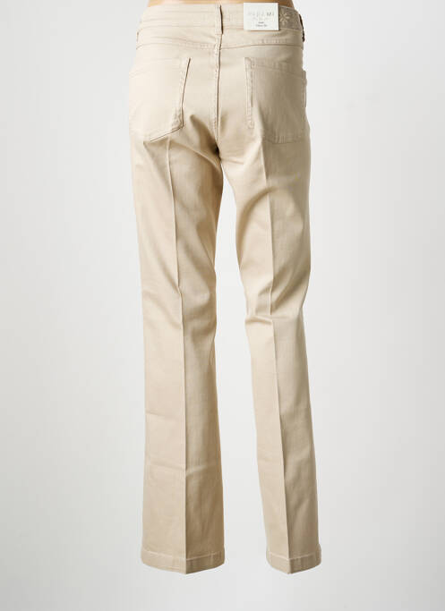 Pantalon droit fermeture zippée sous rabat boutonné beige PARAMITA femme