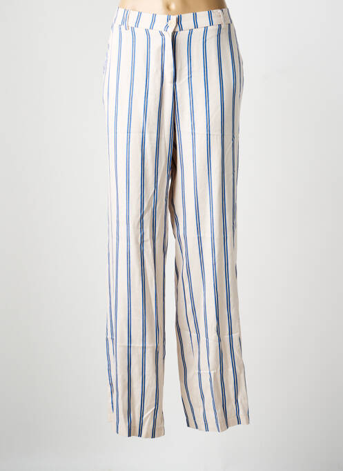 Pantalon droit fermeture zippée sous rabat boutonné beige ADAM femme