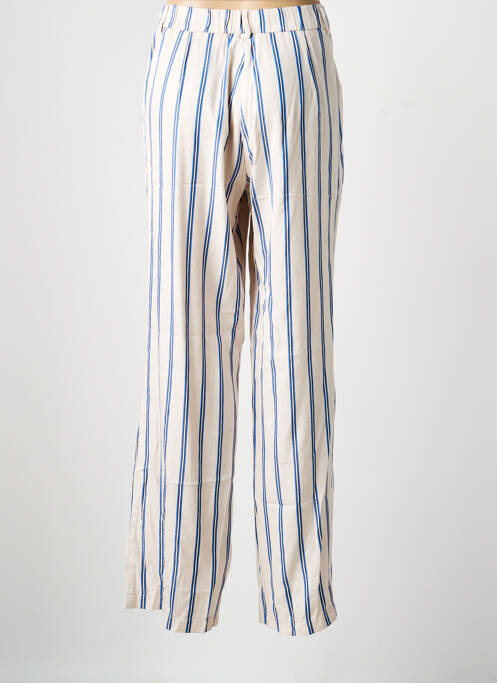 Pantalon droit fermeture zippée sous rabat boutonné beige ADAM femme