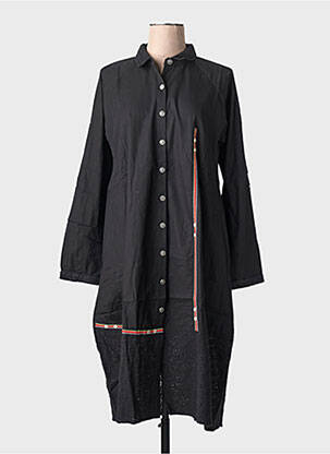Robe mi-longue manches longues manches longues noir RHUM RAISIN femme