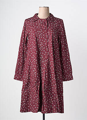 Robe mi-longue imprimé fleurs manches longues rouge RHUM RAISIN femme