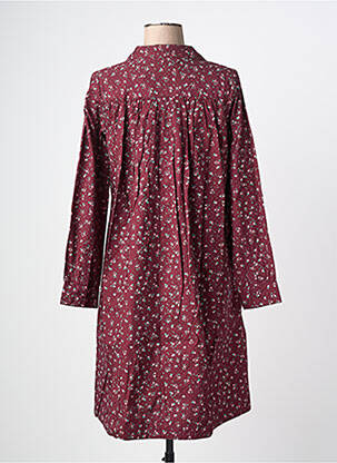 Robe mi-longue imprimé fleurs manches longues rouge RHUM RAISIN femme