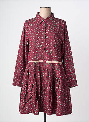 Robe courte coupe évasée manches longues rouge RHUM RAISIN femme