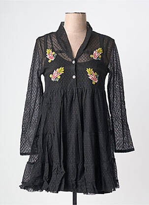 Robe mi-longue manches longues manches longues noir RHUM RAISIN femme