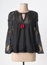 Blouse légère et transparente manches longues noir RHUM RAISIN femme