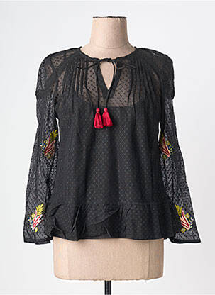 Blouse légère et transparente manches longues noir RHUM RAISIN femme