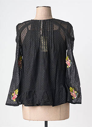 Blouse légère et transparente manches longues noir RHUM RAISIN femme