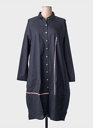 Robe mi-longue manches longues manches longues bleu RHUM RAISIN femme