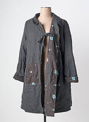 Manteau long coupe cintrée sans capuche gris RHUM RAISIN femme