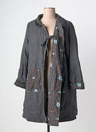 Manteau long coupe cintrée sans capuche gris RHUM RAISIN femme