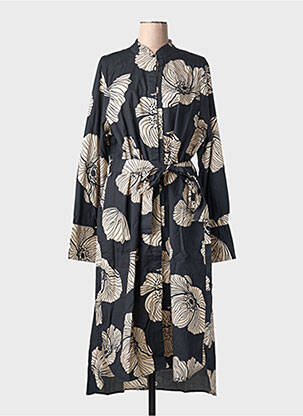 Robe mi-longue imprimé fleurs manches longues noir RHUM RAISIN femme