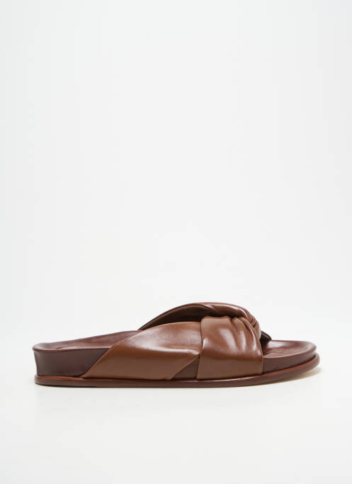 Mules/sabots semelle extérieure cuir talon plat jusqu'à 3cm marron LORENZO MASIERO femme