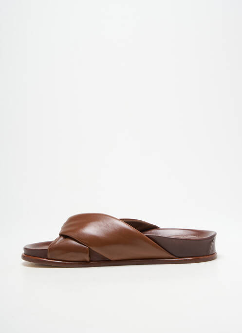 Mules/sabots semelle extérieure cuir talon plat jusqu'à 3cm marron LORENZO MASIERO femme