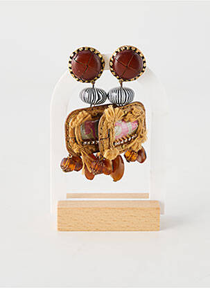 Boucles d’oreilles imprimé marron JEAN DANIEL BRAMI femme