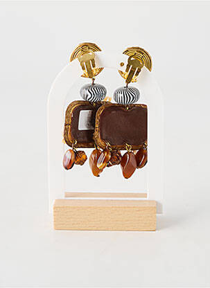 Boucles d’oreilles imprimé marron JEAN DANIEL BRAMI femme