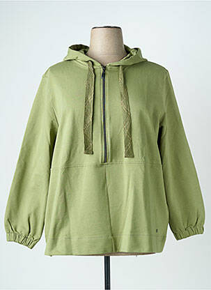 Sweat-shirt à capuche stretch manches longues vert SHEEGO femme