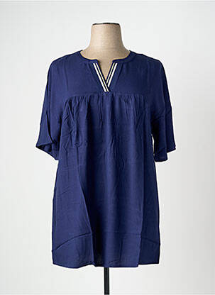 Tunique manches courtes col v bleu SHEEGO femme