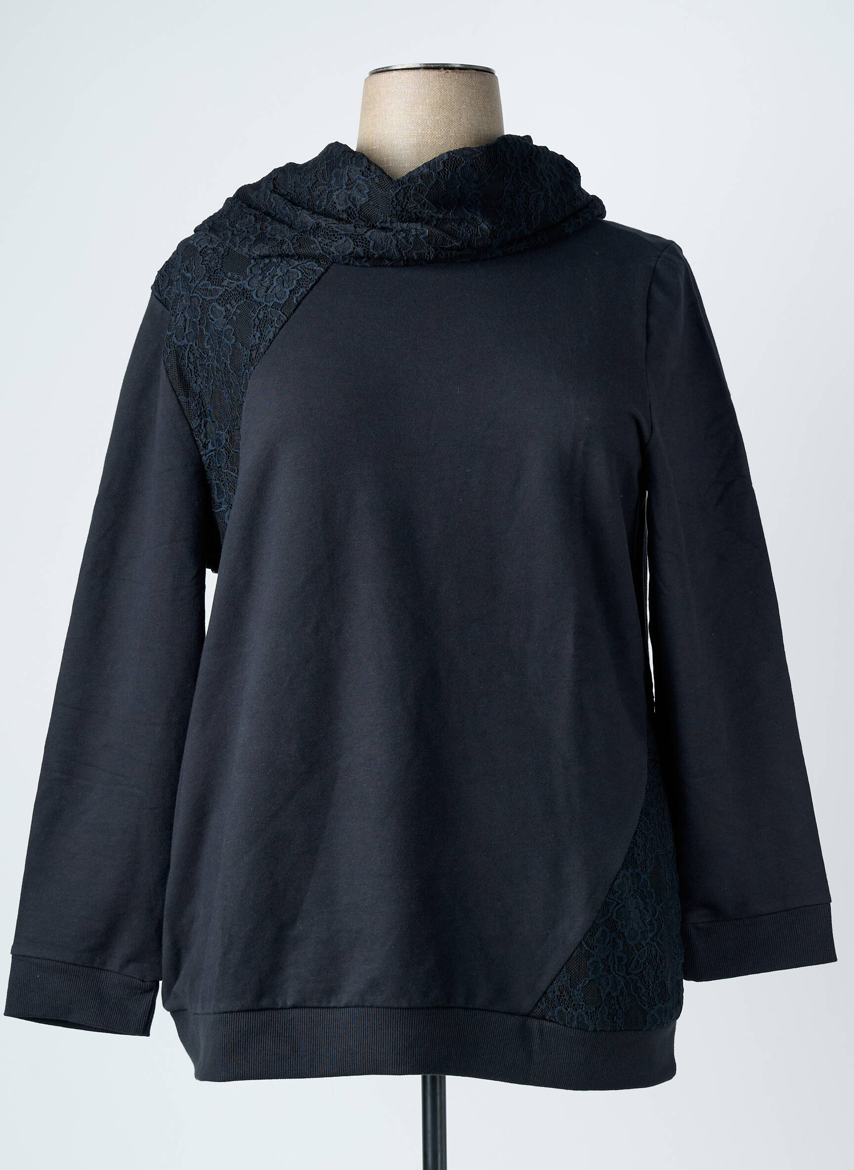 Sweat-shirt manches longues manches longues noir SHEEGO femme