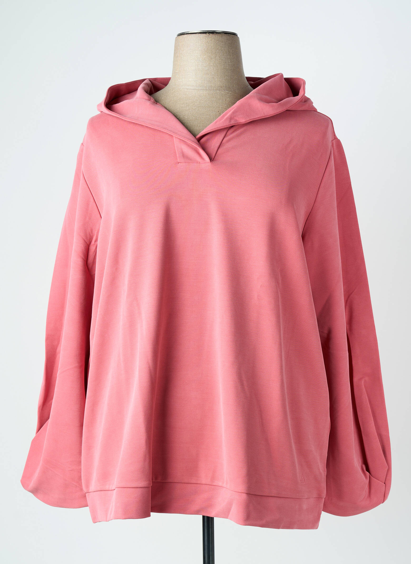 Sweat-shirt à capuche stretch manches longues rose TRIANGLE femme