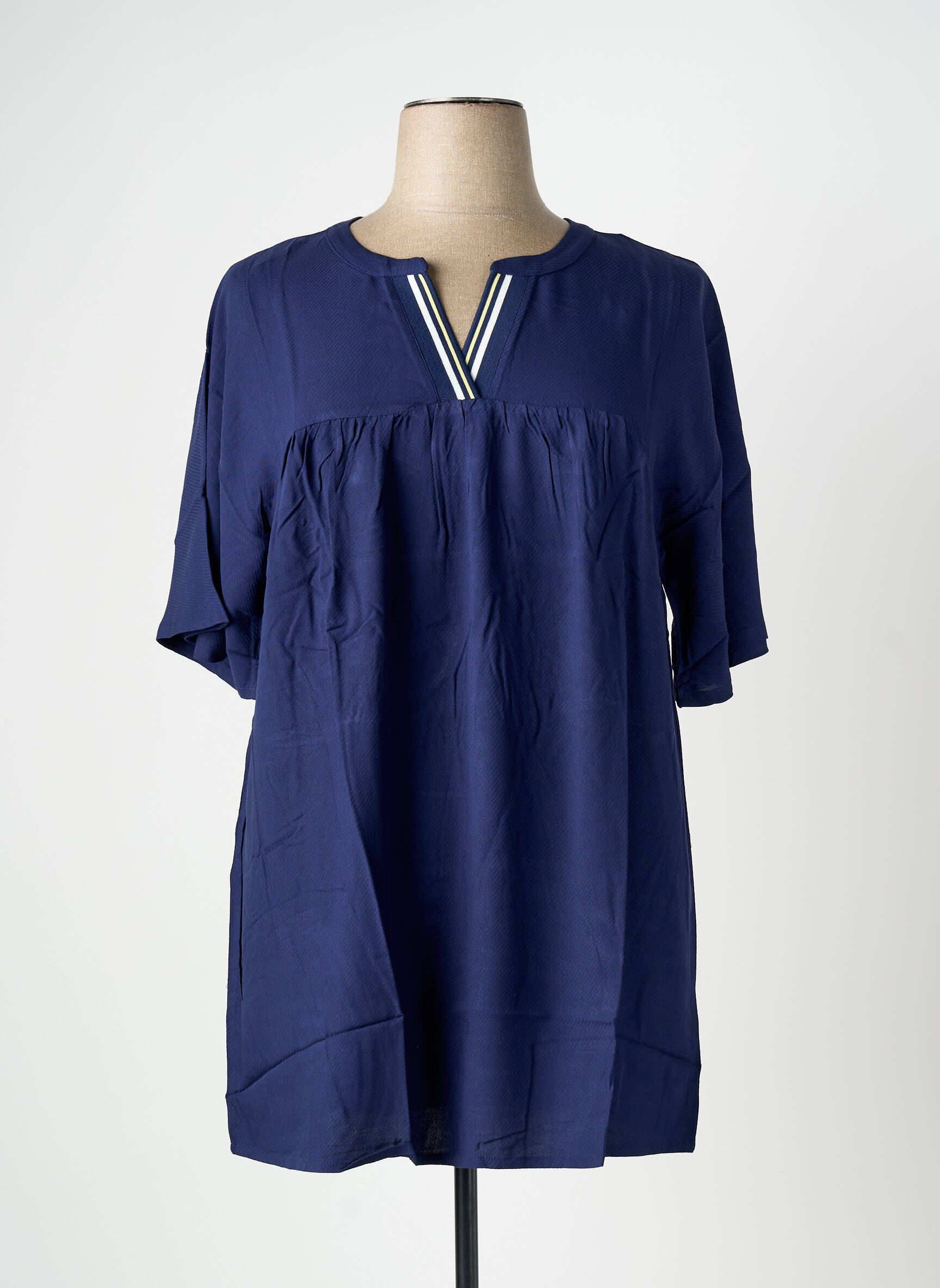 Tunique manches courtes col v bleu SHEEGO femme