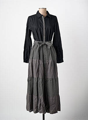 Robe longue imprimé fantaisie manches longues noir RHUM RAISIN femme