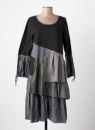 Robe mi-longue imprimé fantaisie manches longues noir RHUM RAISIN femme
