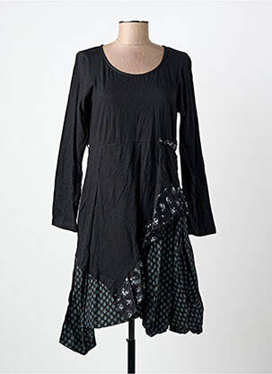 Robe mi-longue imprimé fantaisie manches longues noir RHUM RAISIN femme