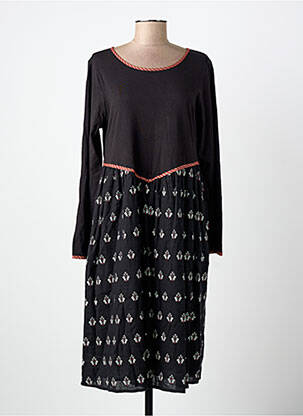 Robe mi-longue imprimé fantaisie manches longues noir RHUM RAISIN femme