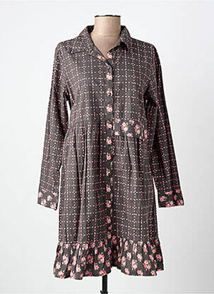 Robe courte coupe évasée manches longues gris RHUM RAISIN femme