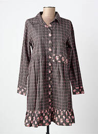 Robe courte coupe évasée manches longues gris RHUM RAISIN femme