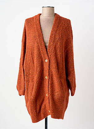 Gilet manches longues fermeture boutonnée sur le devant orange RHUM RAISIN femme