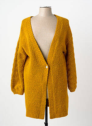 Gilet manches longues fermeture boutonnée sur le devant jaune RHUM RAISIN femme