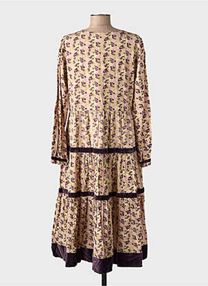 Robe mi-longue imprimé fantaisie manches longues rose RHUM RAISIN femme