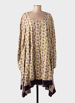 Robe mi-longue imprimé fantaisie manches longues rose RHUM RAISIN femme