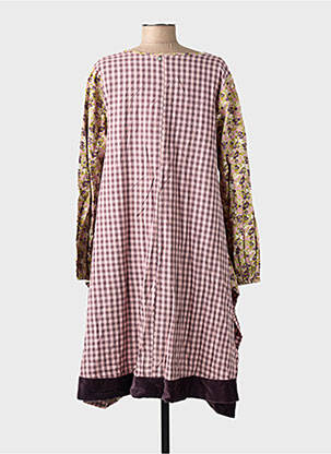 Robe mi-longue imprimé fantaisie manches longues rose RHUM RAISIN femme